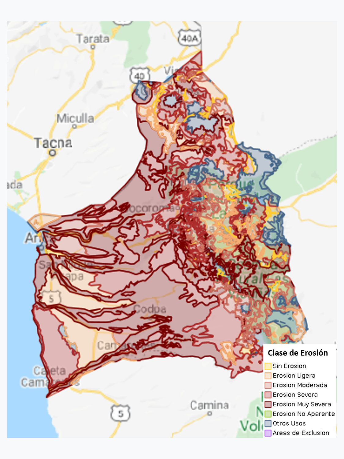 Erosión Actual de la Región de Arica y Parinacota - 2010